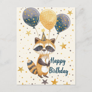 Cute Racoon Happy birthday  Postcard