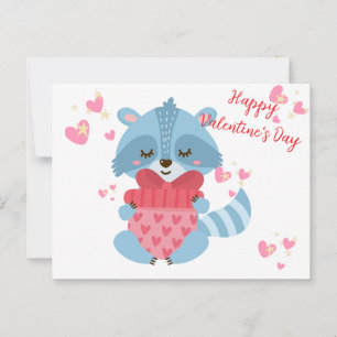 Cute Racoon Happy Valentine's Day! Holiday Card
