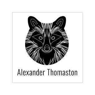 Cute Racoon Head Name Self-inking Stamp