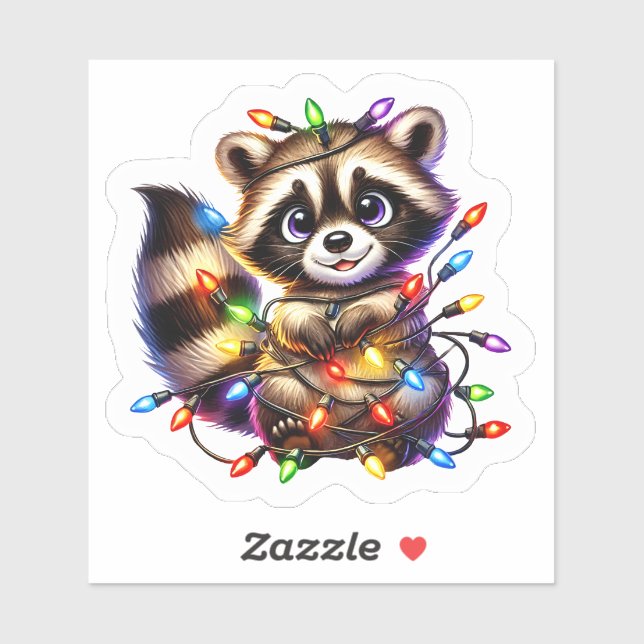 Cute Racoon in Christmas Lights (Sheet)