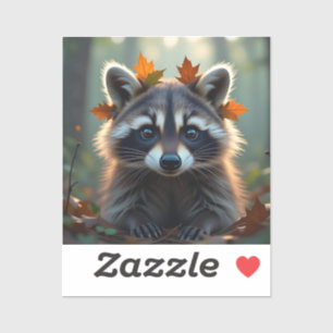 Cute Racoon in Fall Leaves