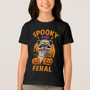 Cute Racoon in Halloween Spooky pumpkin Tri-Blend Shirt