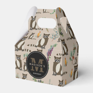 Cute Racoon in Pine Forest Pattern  Favour Box