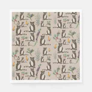Cute Racoon in Pine Forest Pattern Napkin