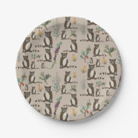 Cute Racoon in Pine Forest Pattern
