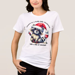 Cute racoon in Santa hat! Tri-Blend Shirt