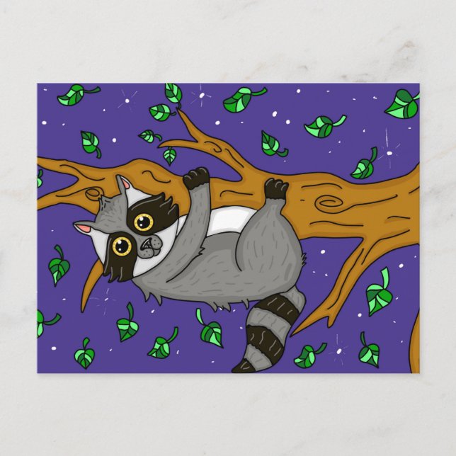 Cute Racoon in Tree, Just saying Hello Postcard (Front)