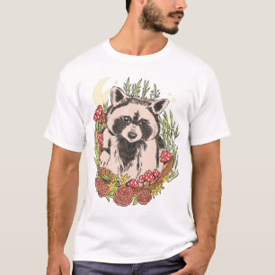 cute Racoon inside a flower bed T-Shirt