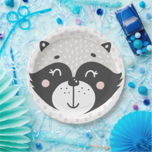 Cute Racoon - Kids Birthday / Baby Shower  Paper Plate