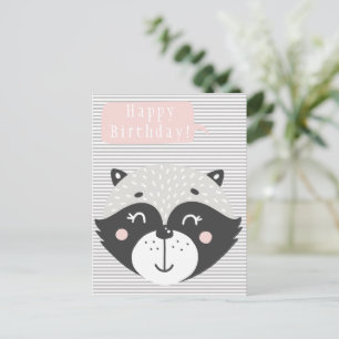 Cute Racoon Kids Birthday Postcard