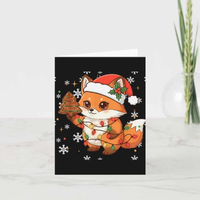 Cute Racoon Lights Tree Cake Funny Xmas Merry Chri Card (Front)