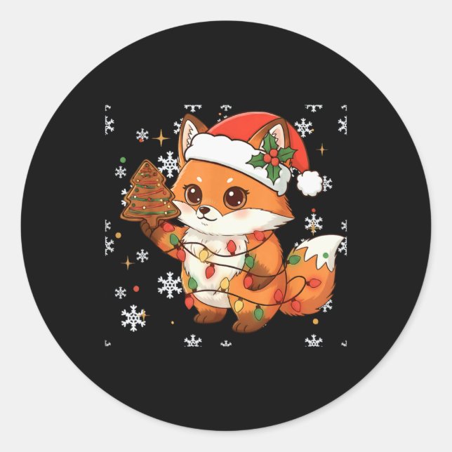 Cute Racoon Lights Tree Cake Funny Xmas Merry Chri Classic Round Sticker (Front)
