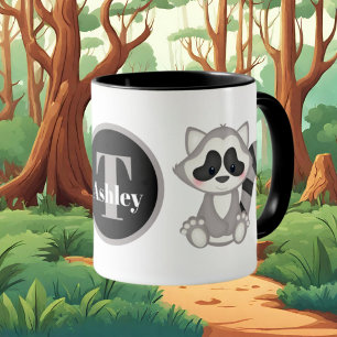 Cute racoon lovers add monogram mug