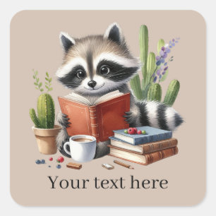 Cute racoon lovers add text square sticker