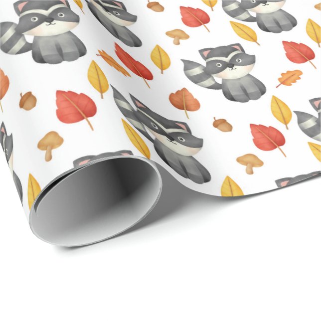 cute racoon ;lovers tiled wrapping paper (Roll Corner)