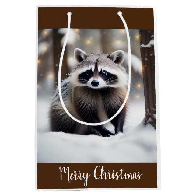 Cute Racoon Medium Gift Bag (Front)