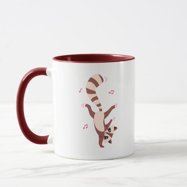 cute racoon mug Cute Dancing Racoon Mug –Funny B (Left)