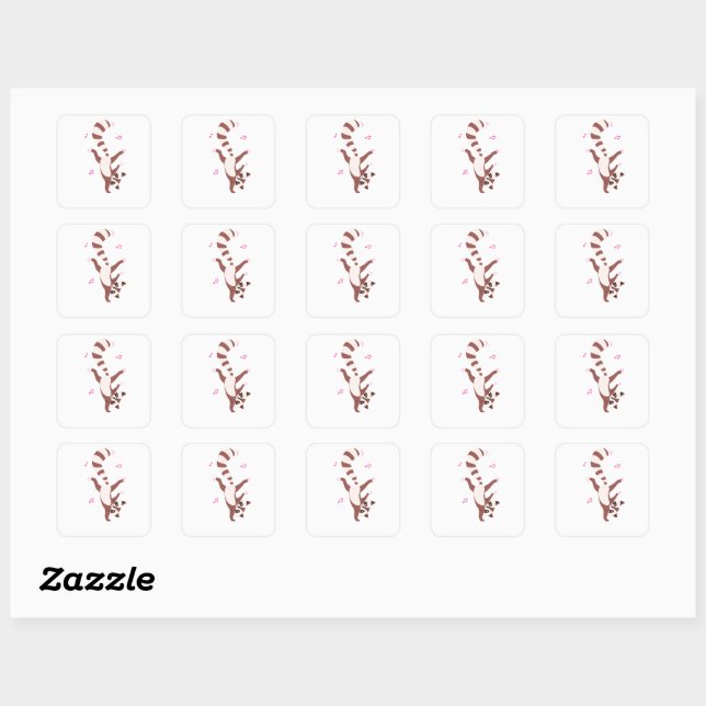 cute racoon mug Cute Dancing Racoon Mug –Funny B Square Sticker (Sheet)