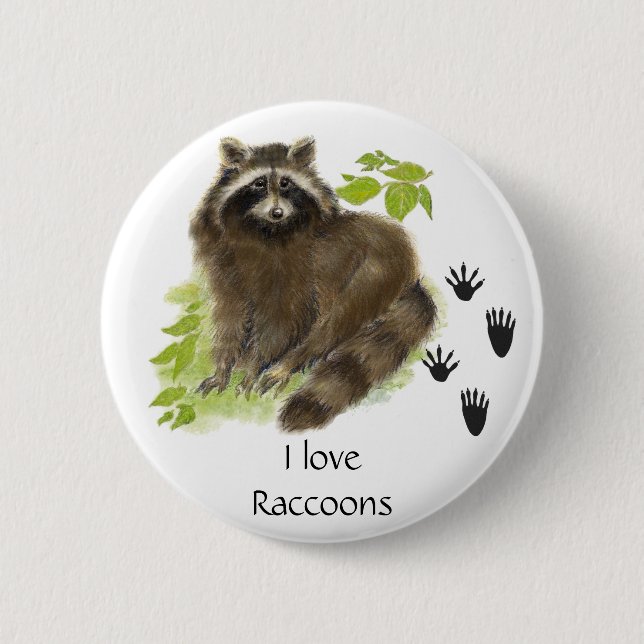 Cute Racoon Nature 6 Cm Round Badge (Front)