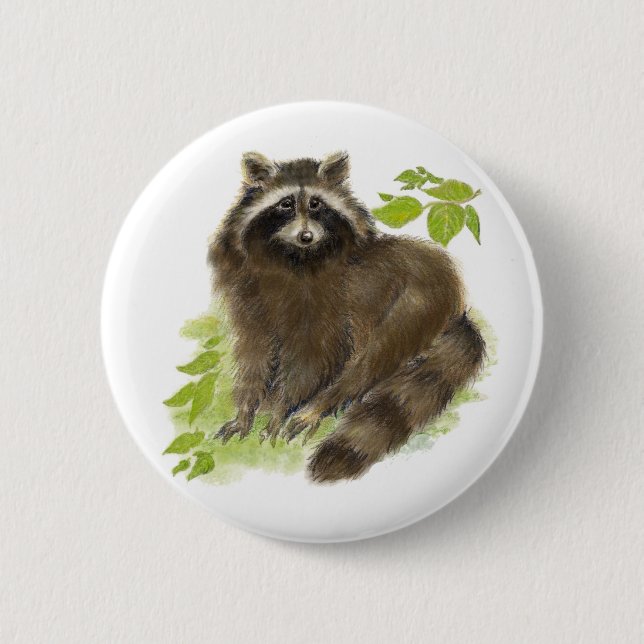 Cute Racoon Nature 6 Cm Round Badge (Front)