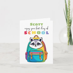  cute racoon New School Starter Card Son Daughter