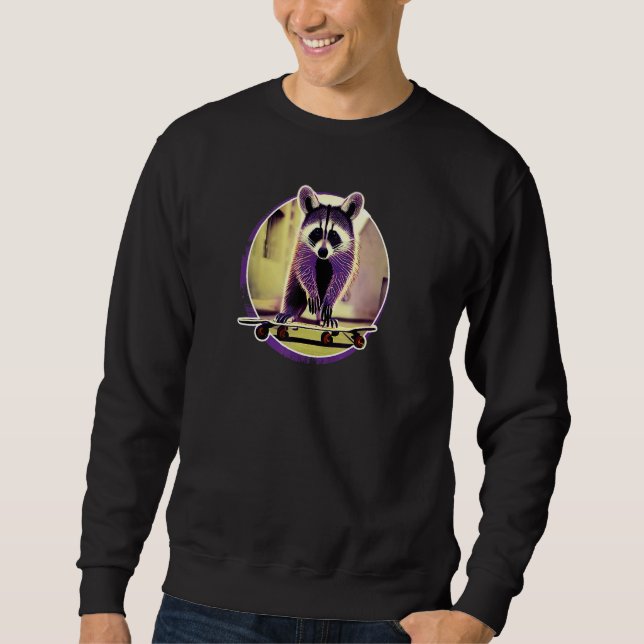 cute Racoon on a skateboard Sweatshirt (Front)