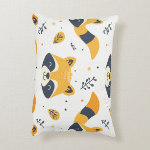 Cute Racoon Pattern Autumn Woodland Lumbar Pillow