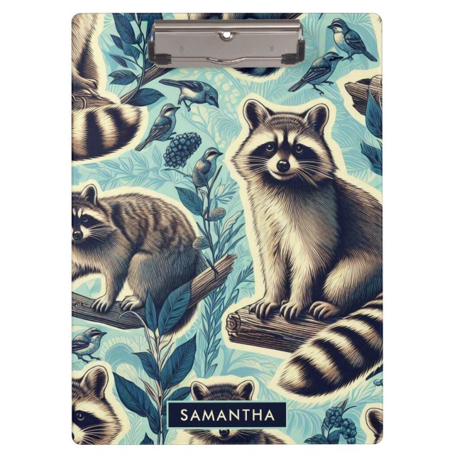 Cute Racoon Pattern Clipboard (Front)