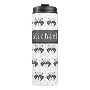 Cute Racoon Pattern Personalised Thermal Tumbler
