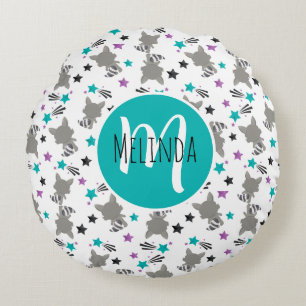 Cute Racoon Pattern Round Cushion