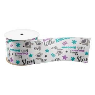 Cute Racoon Pattern Satin Ribbon