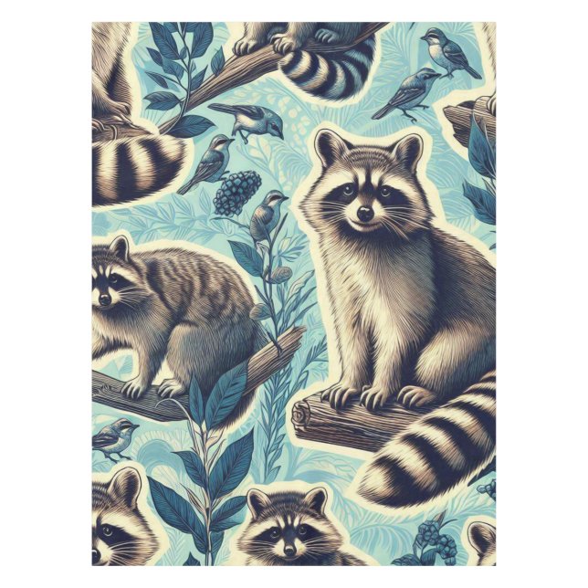 Cute Racoon Pattern Tablecloth (Front)