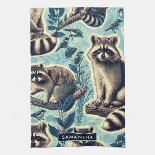 Cute Racoon Pattern Tea Towel