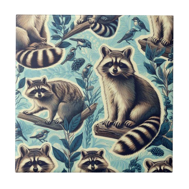 Cute Racoon Pattern Tile (Front)