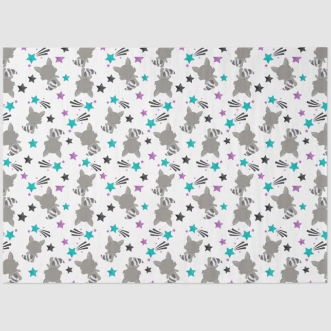 Cute Racoon Pattern Tissue Paper (Front)
