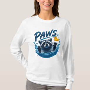Cute Racoon Paws Water Splash Rubber Duck Art T-Shirt