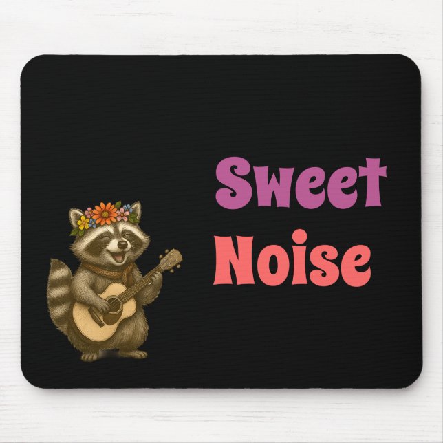 Cute Racoon Playing Guitar Unique Animal Design Mouse Mat (Front)