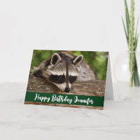 Cute Racoon Resting on a Log Birthday