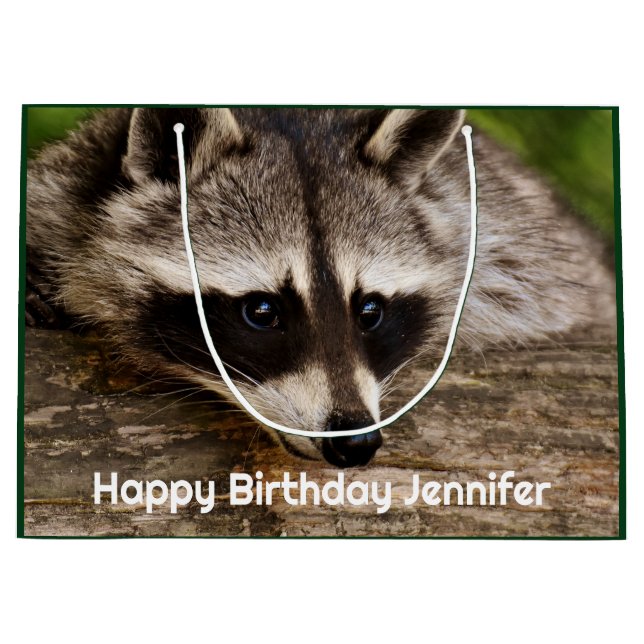 Cute Racoon Resting on a Log Large Gift Bag (Front)