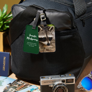 Cute Racoon Resting on a Log Luggage Tag