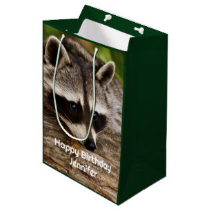 Cute Racoon Resting on a Log Medium Gift Bag