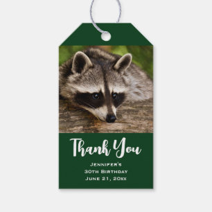 Cute Racoon Resting on a Log Thank You Gift Tags