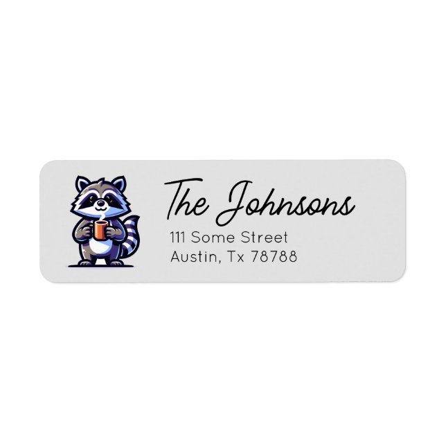 Cute Racoon Return Address Label (Front)
