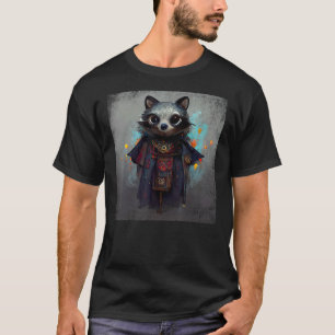 Cute Racoon Samurai Japanese Bushido Warrior Mage T-Shirt