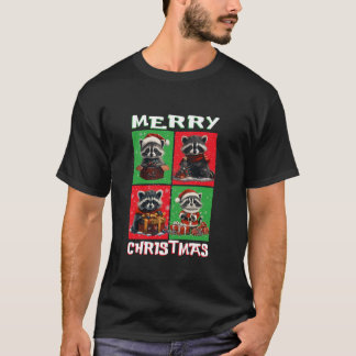 Cute Racoon Santa Animals Lover Merry Christmas Tr T-Shirt