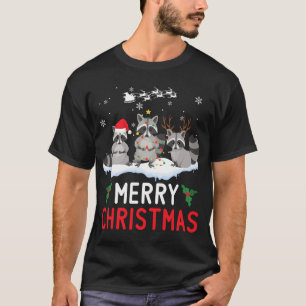 Cute Racoon Santa Reindeer Christmas Funny Pajama T-Shirt