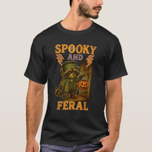 Cute Racoon Spooky And Feral Halloween Creepy Rac T-Shirt