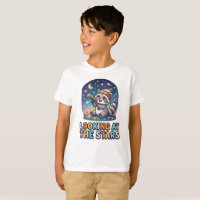 Cute Racoon Stargazer Cartoon Design