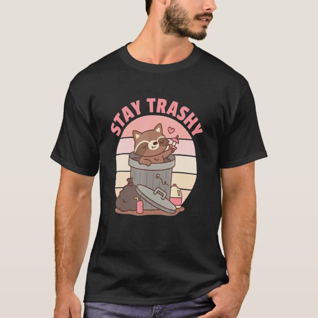 Cute Racoon Team Trash Stay Trashy Retro Raccoons  T-Shirt (Front)