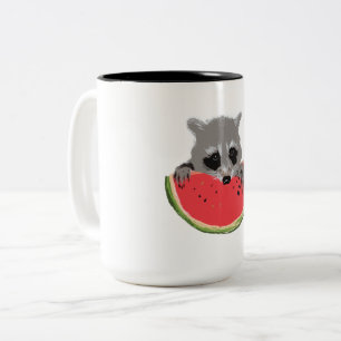 Cute Racoon Two-Tone Coffee Mug